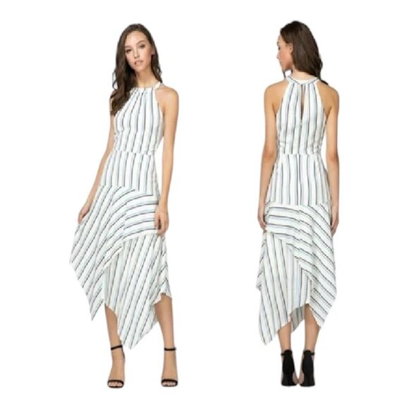 Adelyn Rae Layne Medium Multicolor Striped Halter Dress RTR Handkerchief Hemline - Picture 4 of 15